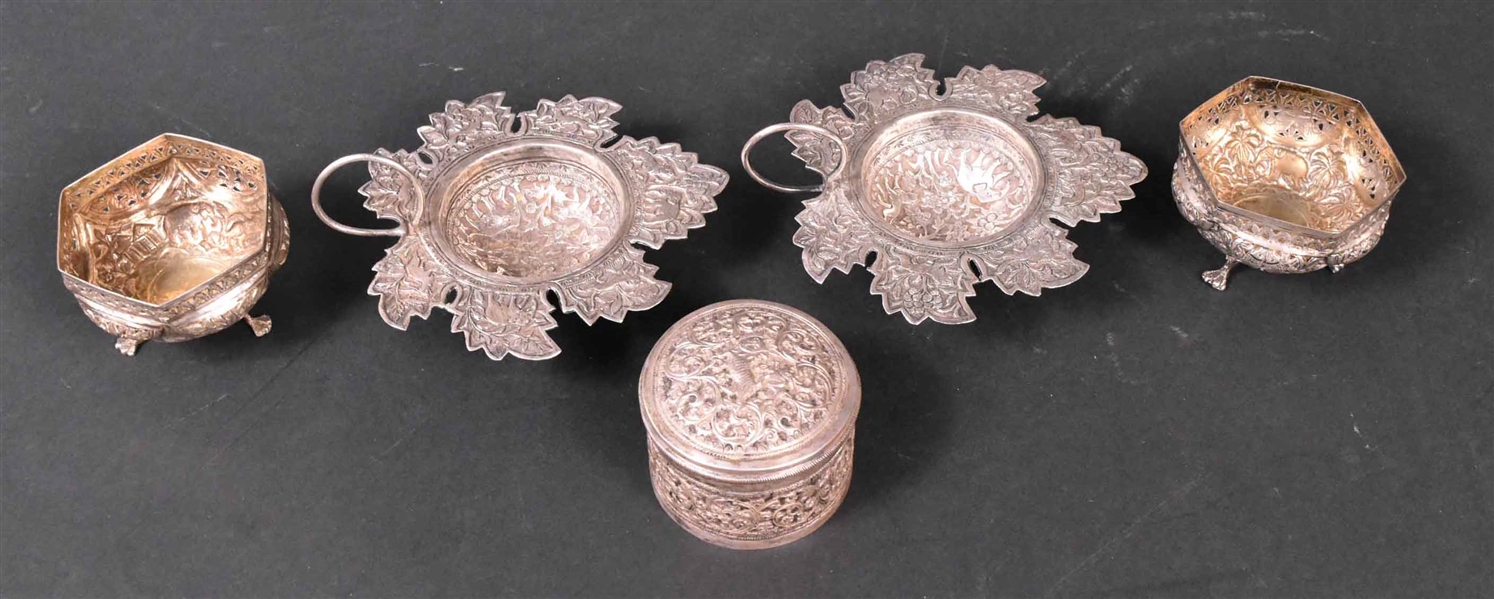 Group of Indian Silver Small Table Articles