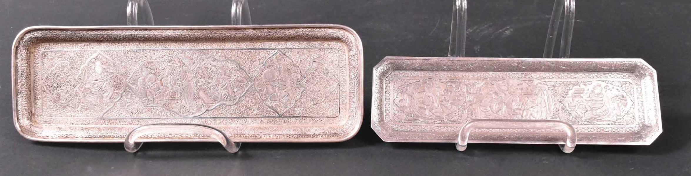 Two Persian Silver Pen Trays