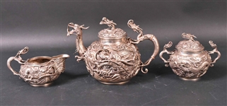 Japanese Silver Three-Piece Tea Set