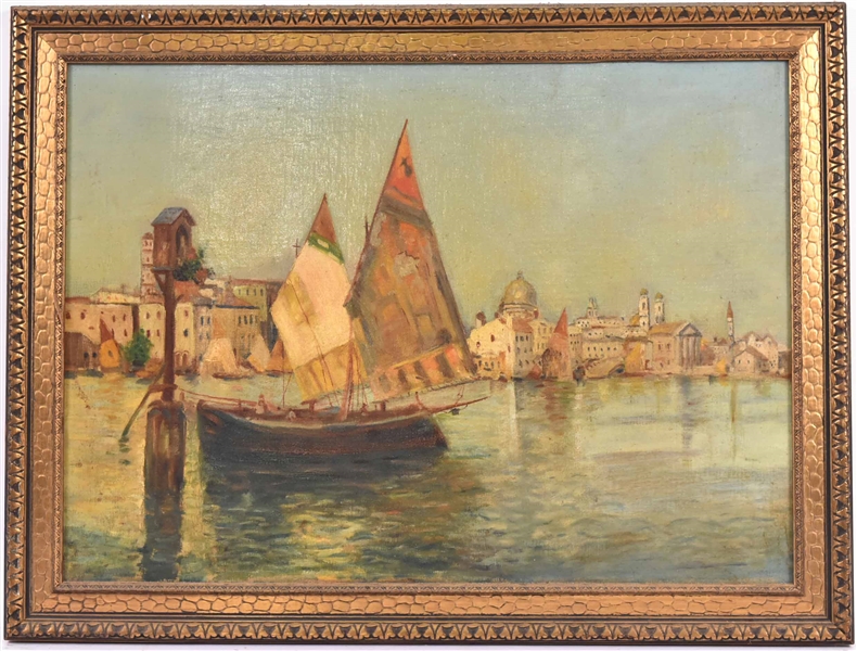 Oil on Board, Venetian Canal Scene