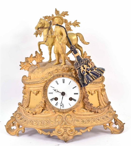 Rococo Style Gilt-Metal Figural Mantel Clock