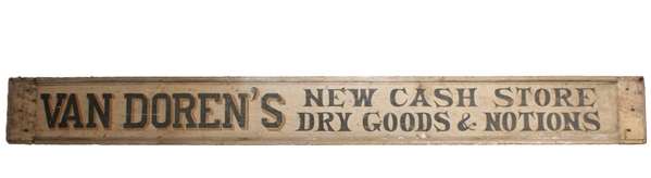 Painted Wood Sign for Van Dorens Dry Goods