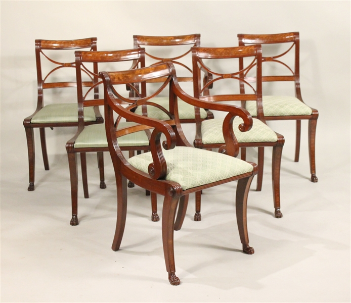 Six Classical Mahogany Veneered Dining Chairs