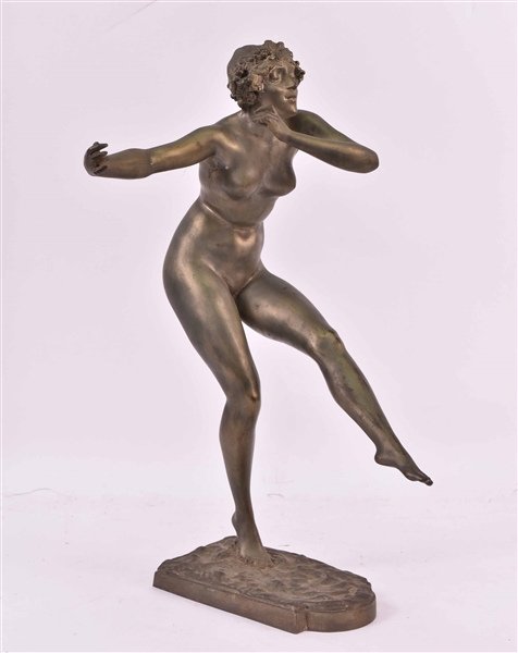 Patinated Bronze Female Nude Sculpture