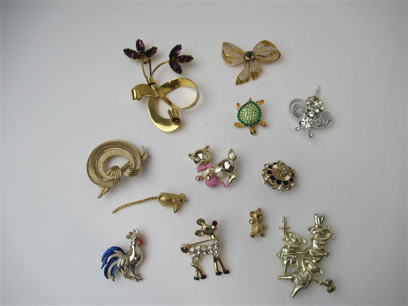 Group of Assorted Costume Jewelry Brooches