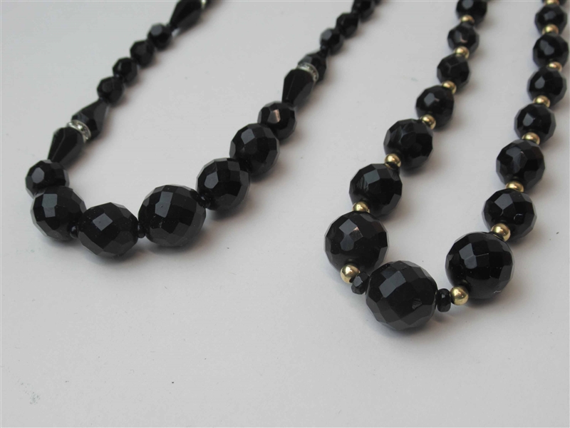 Two Jet Black Beaded Necklaces