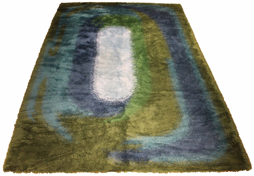 Modern Green and Blue Shag Carpet