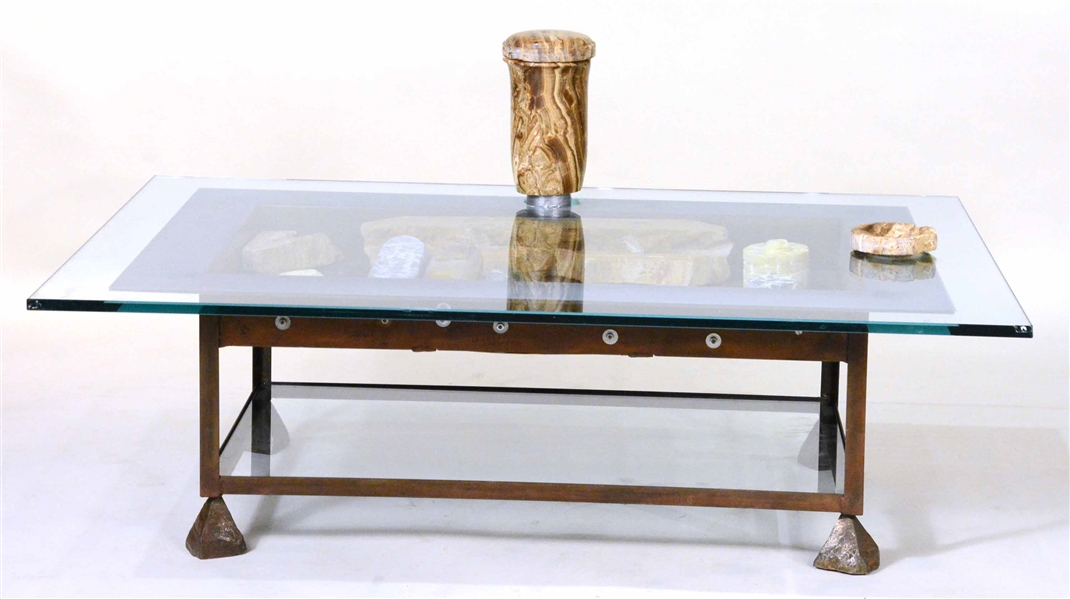 Stone, Glass, and Metal Table, Mark Mennin