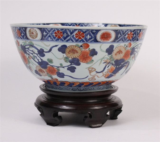 Chinese Export Blue and Orange Glazed Punch Bowl