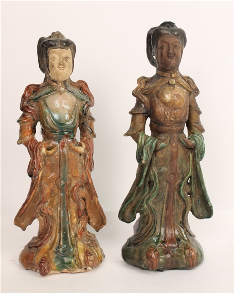 Two Chinese Glazed Pottery Figures