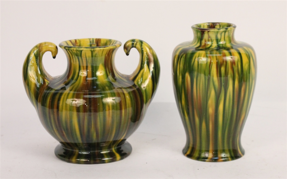 Two Japanese Awaji Art Pottery Vases