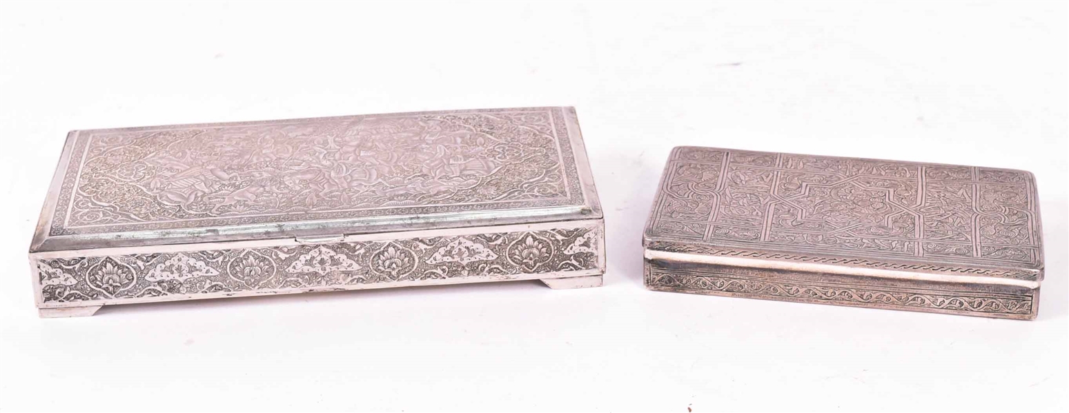 Two Persian Silver Rectangular Boxes