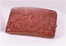 Chinese Cinnabar Curved Cheroot Case