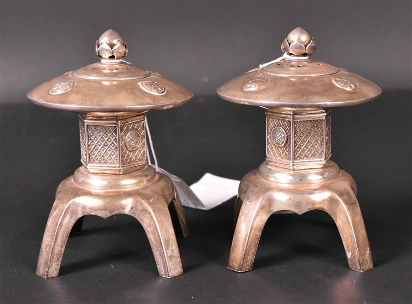 Pair of Chinese Export Silver Salt and Pepper Shakers