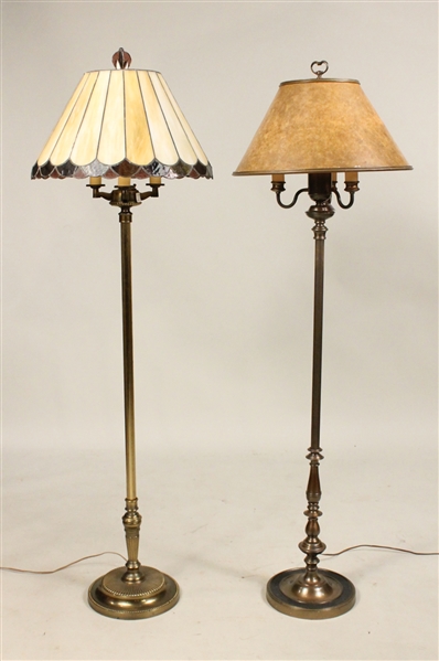 Two Brass Floor Lamps