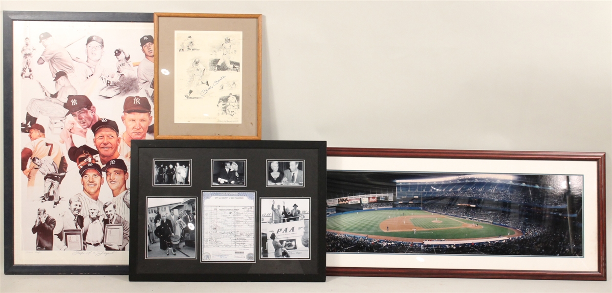 Four Framed Yankee Memorabilia Works