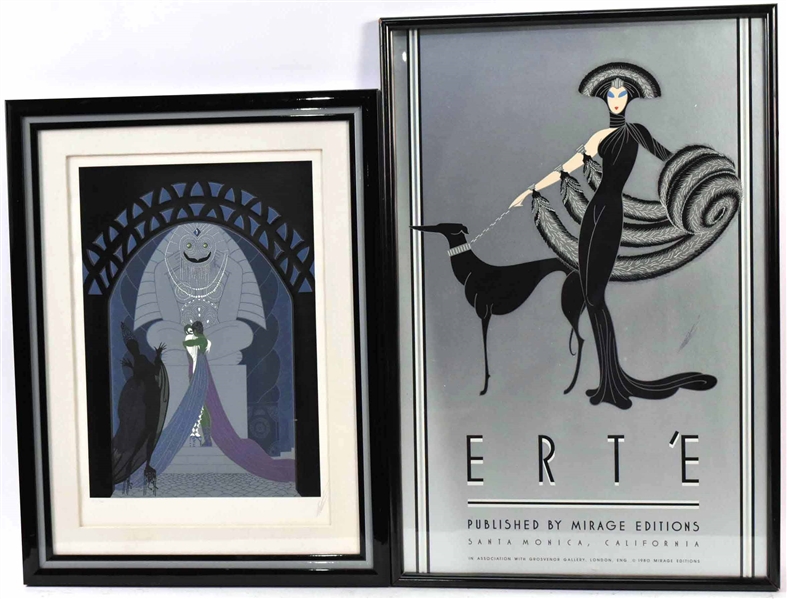 Erte Lithograph "Lovers and Idol"