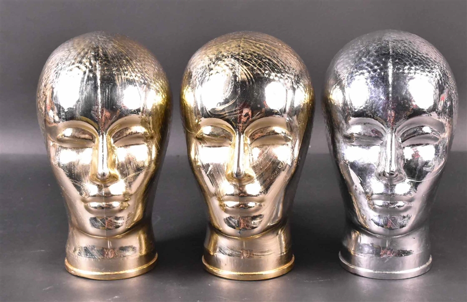 Three Gold and Silver Glass Female Busts
