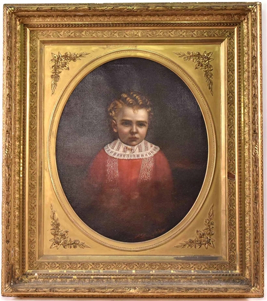 Oil on Canvas, Portrait of a Young Boy, J Douglas