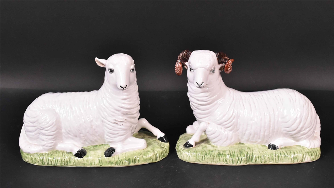 Pair of Glazed Ceramic Sheep