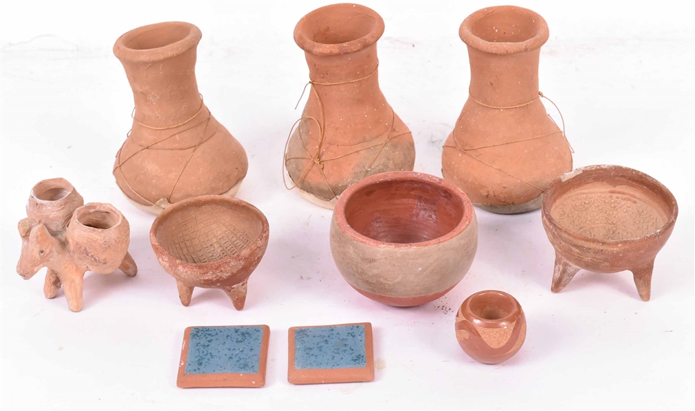 Group of Mayan and South American Clay Articles 