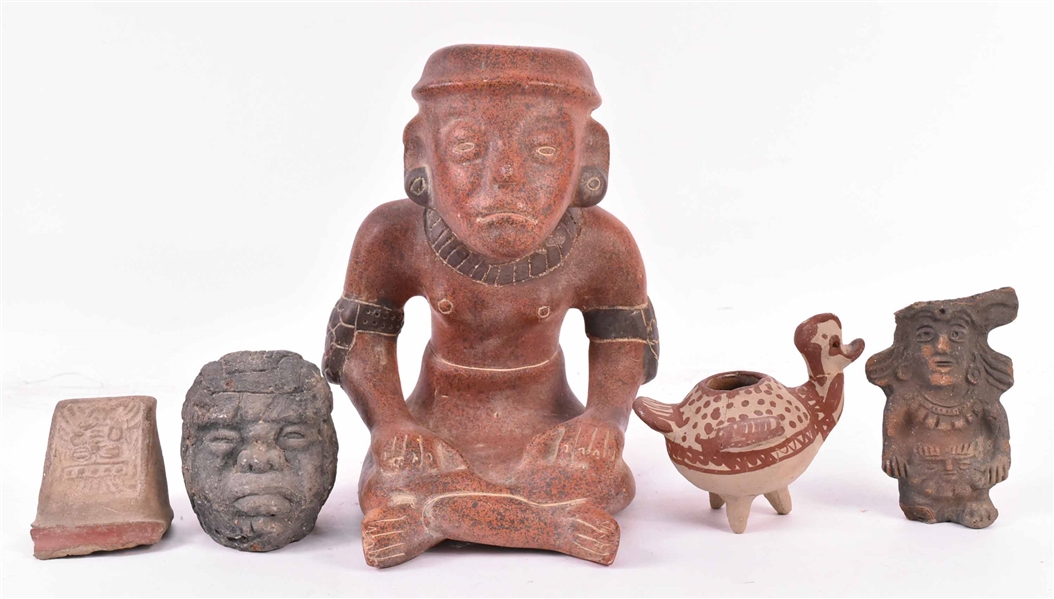 Five Mayan & South American Pottery Figures