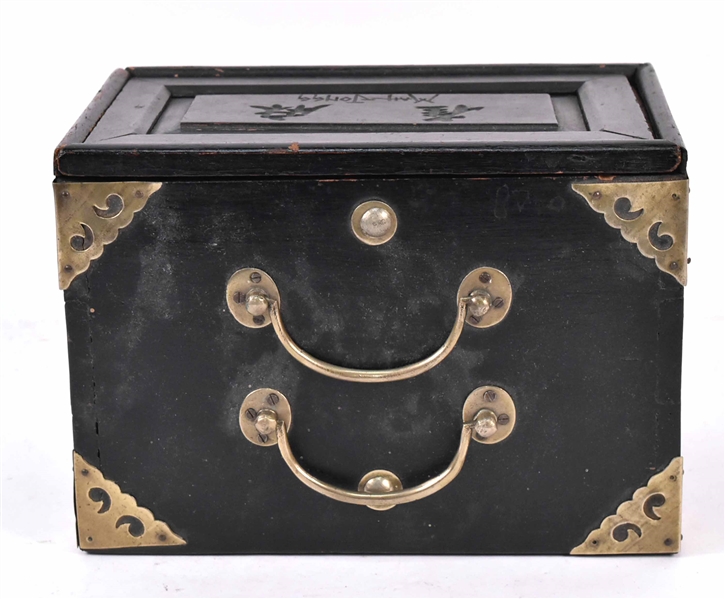 Wood and Brass Mounted Mahjong Game Box