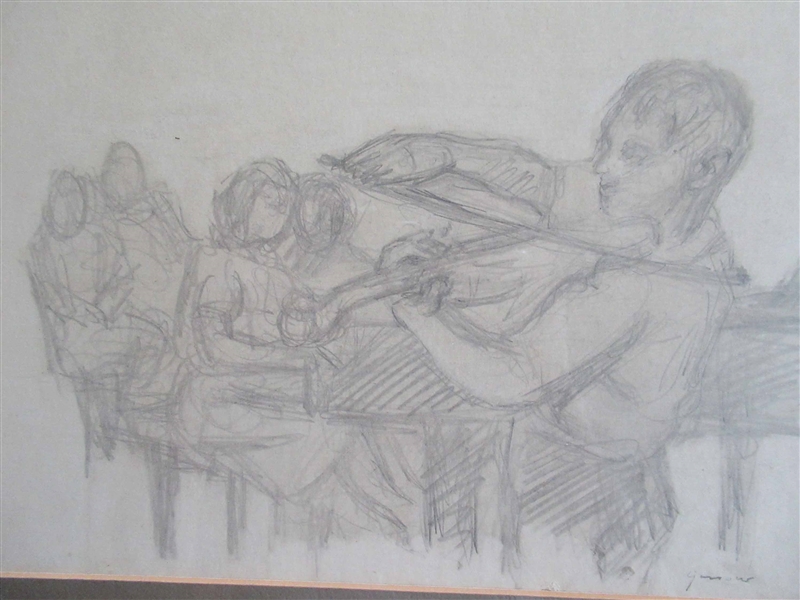 Bernard Gussow Pencil on Paper of Concert