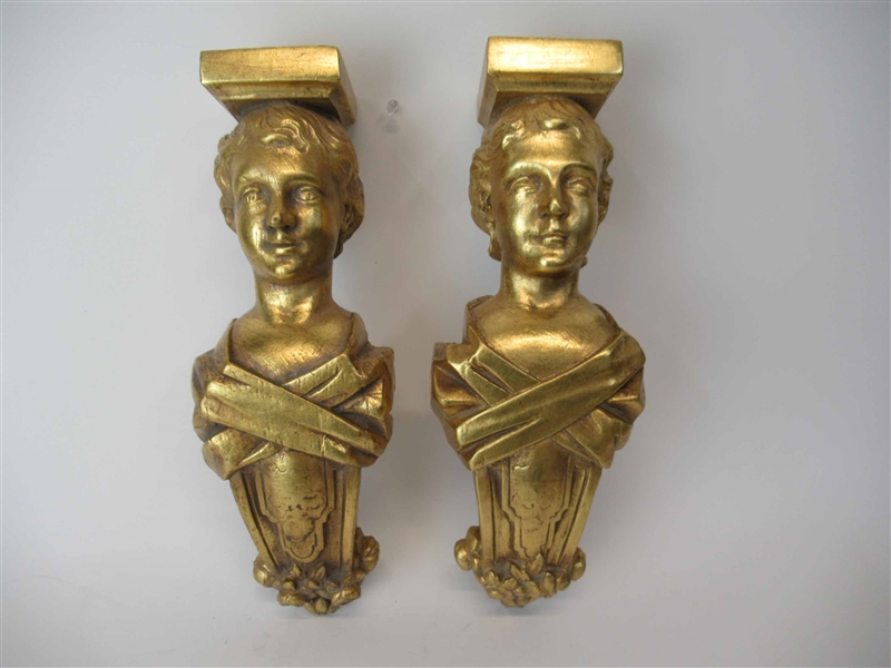 Two Neoclassical Style Figural Wall Brackets