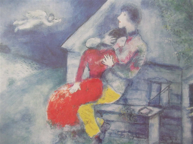 Framed Chagall Poster of Two Lovers