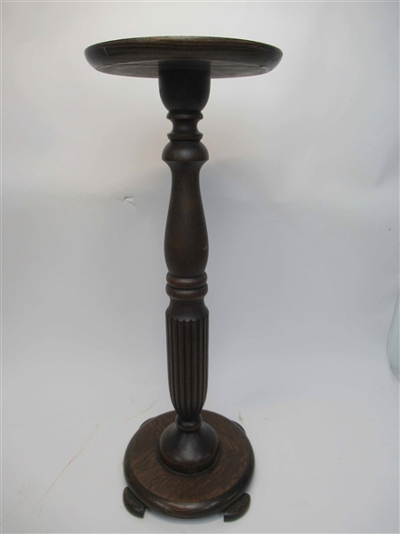 Oak Plant Stand With Fluted Column