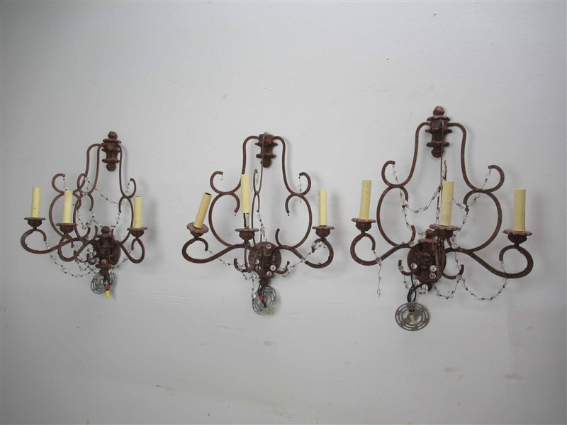 Set of Three Continental Style Wall Sconces