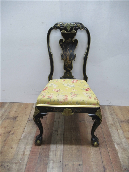 Queen Anne Style Chinoiserie Decorated Side Chair