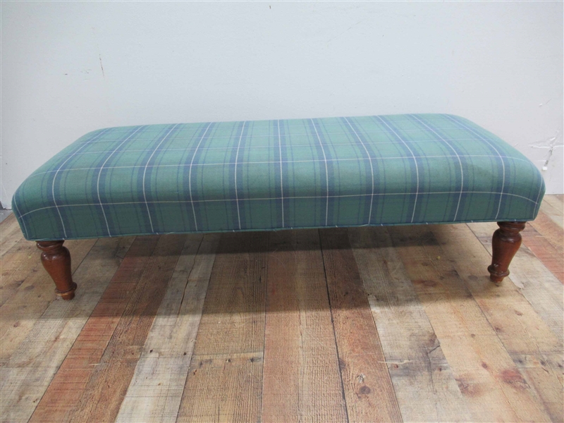Plaid Upholstered Long Bench