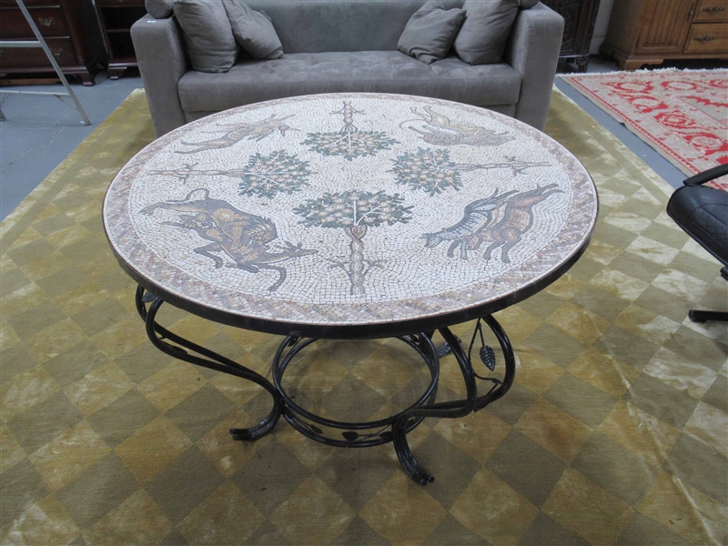 Steel Patio Table with Mosaic Top