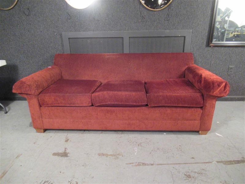 Maroon Colored Three Cushion Sofa