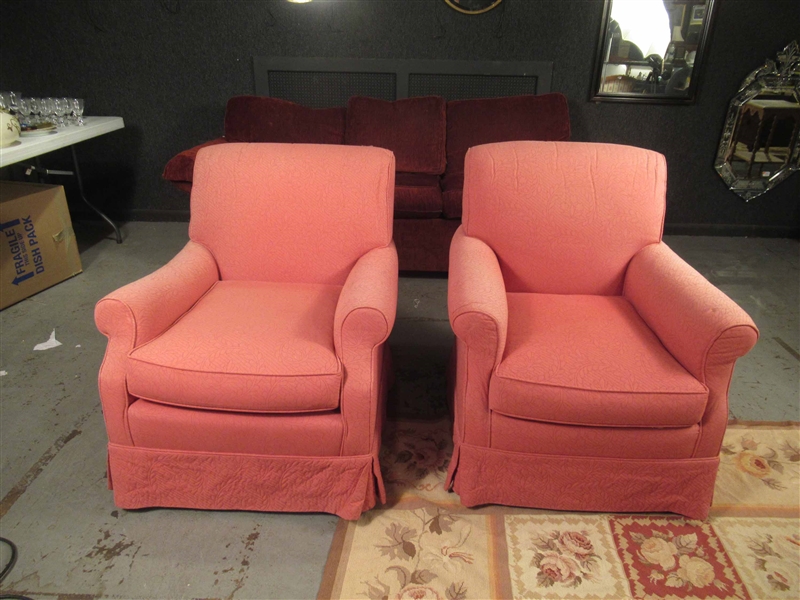 Pair of Salmon Colored Easy Chairs
