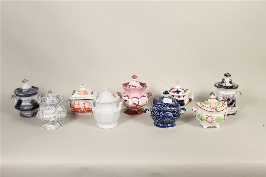 Group of Assorted Ironstone Covered Sugar Bowls