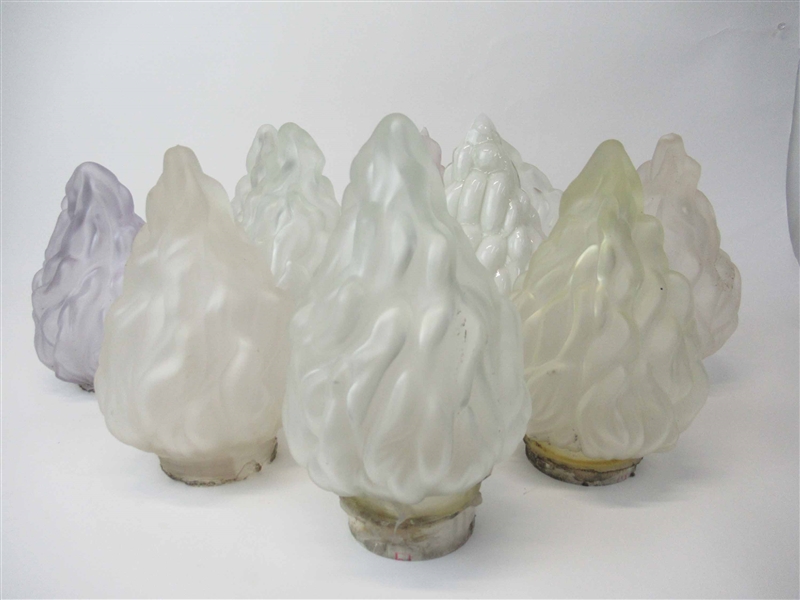 Ten Rare Flame-Form Glass Lampshades