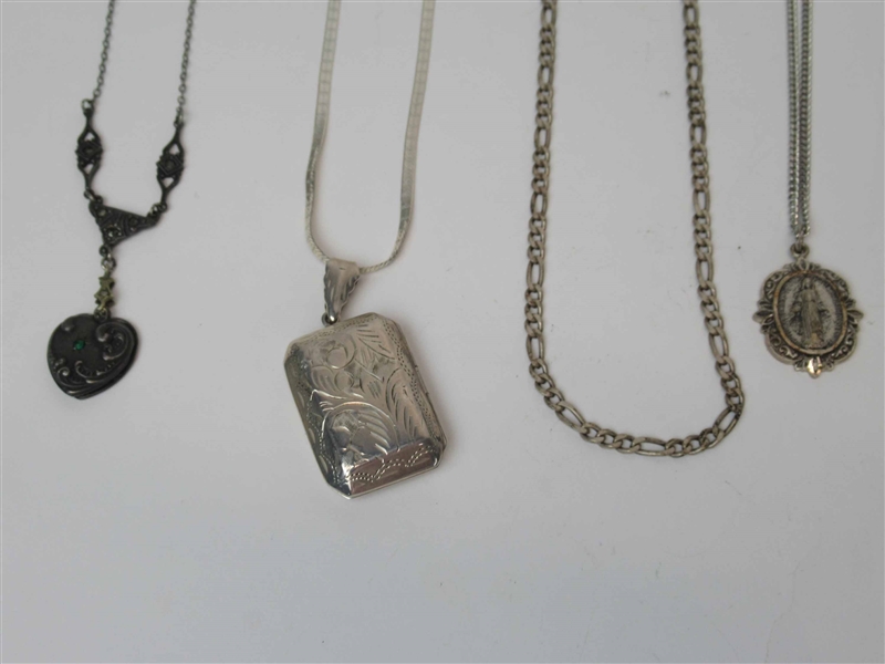 Four Sterling Silver Necklaces