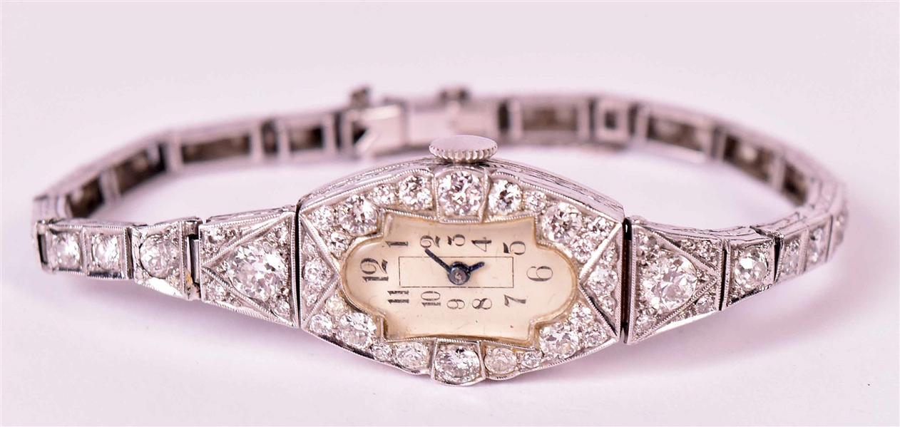 Platinum & Diamond Ladies Bracelet Wristwatch