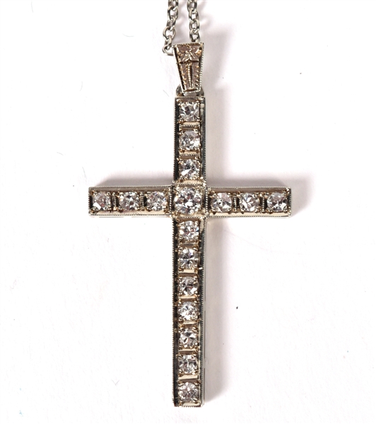 White Gold & Diamond Cross Pendant