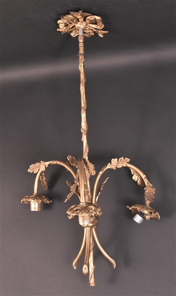 Louis XVI Style Gilt Metal Three Light Chandelier