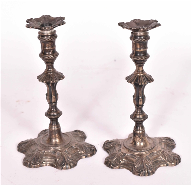 Pair George I English Silver Tapersticks, London