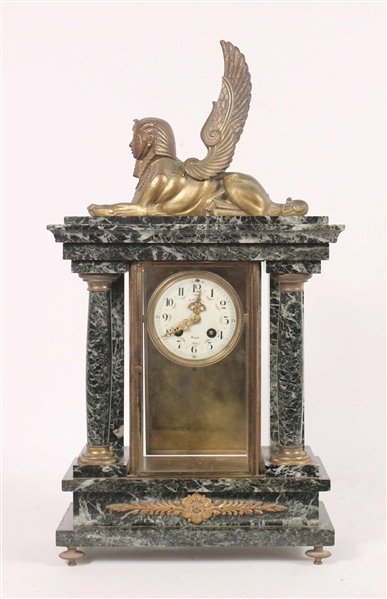 Empire Marble and Bronze Mantle Clock