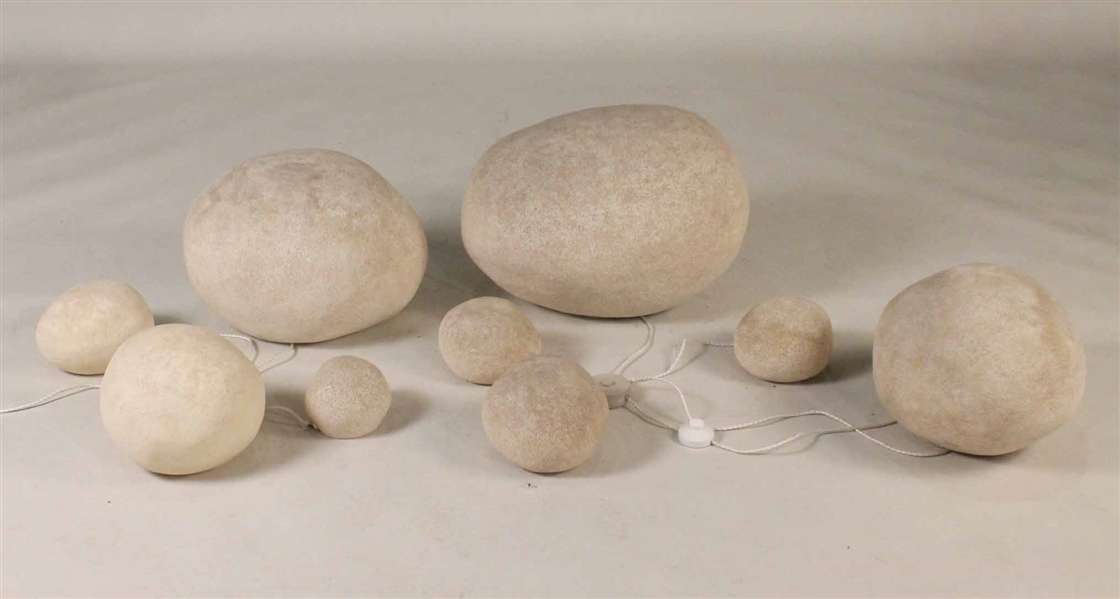 Set of Nine Andrew Cazaenve Moon Rock Lamps