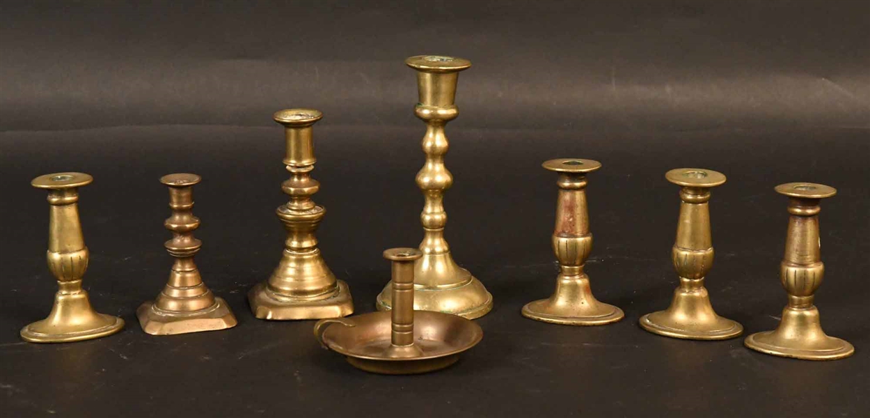 Group of Eight Brass Tapersticks