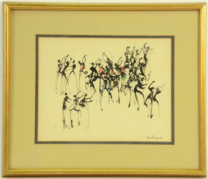 Mixed Media on Paper, Abstract Dancers
