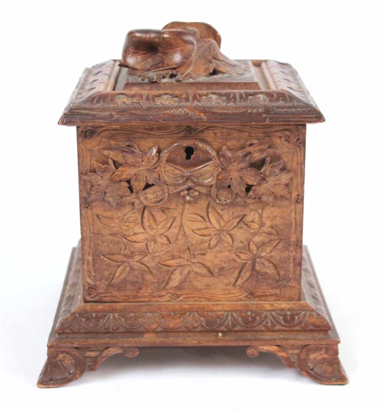 Wooden Carved Box with Leaves