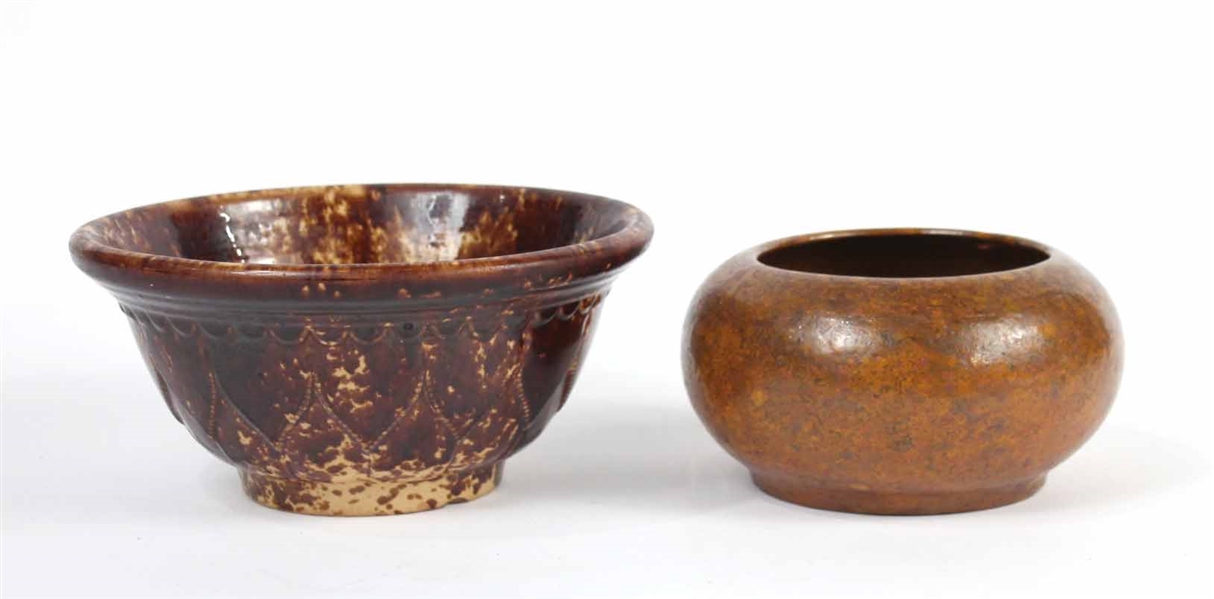 Two Brown Glazed Earthenware Bowls